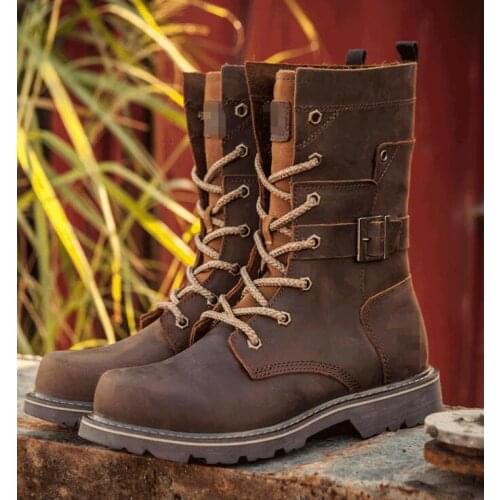 2018 new men boots cow leather outdoor desert shoes motorcycle boots Retro design fashion 35-44 plus size