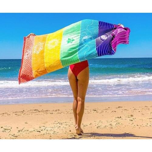 OLIVE HOME New Beach Towel Fashion Print Tassel Decorative Microfiber Quick Dry​ Towel For Beach Bath Camping Traveling Yogo