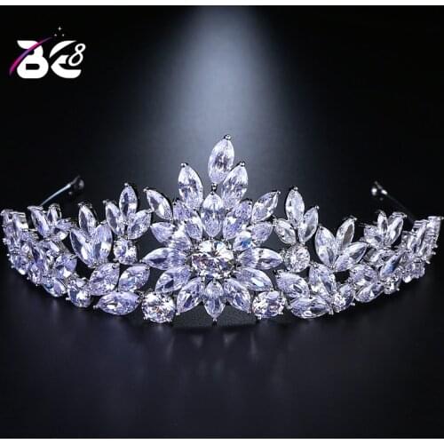 Be 8 New Arrivals Flower Design AAA Cubic Zircon Wedding Tiara and Crown Bridal Princess Queen Tiaras Bride Diadema H116