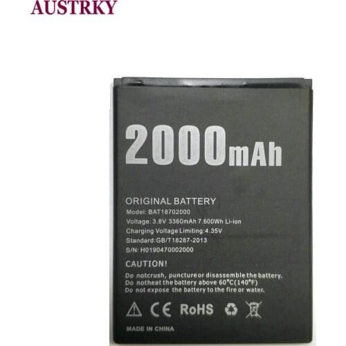 New BAT18702000 DOOGEE Battery 2000mAh Replacement Accumulators For DOOGEE X50 smart Phone+ in stock