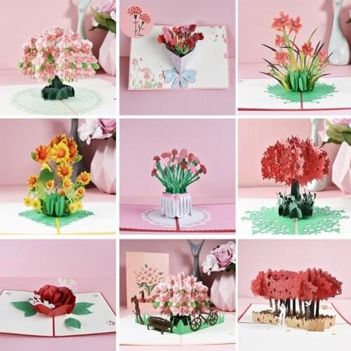 3D Pop-Up Flower Floral Greeting Card for Birthday Mothers Fathers Day Graduation Wedding Anniversary