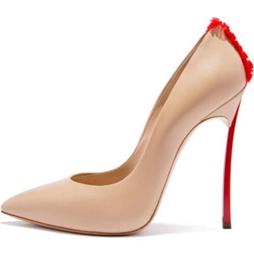 Sexy Tassel Blade Heels Women Pumps Pointed Toe Metal Heels Party Dress Shoes Big Size 10 Slip-on Office Lady Shoes Free Ship