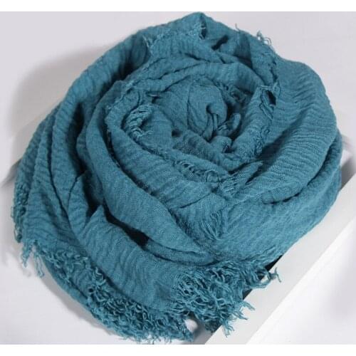 Bubble Plain Scarf Cotton Scarf Fringes Women Soft Solid Hijab Popular Muffler Shawls Big Pashmina Wrap Stole Scarves Colors 55