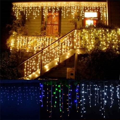 Christmas Lights Outdoor Decoration 5m Droop 0.4-0.6m Led Curtain Icicle String Lights Garden Xmas Party Decorative Lights
