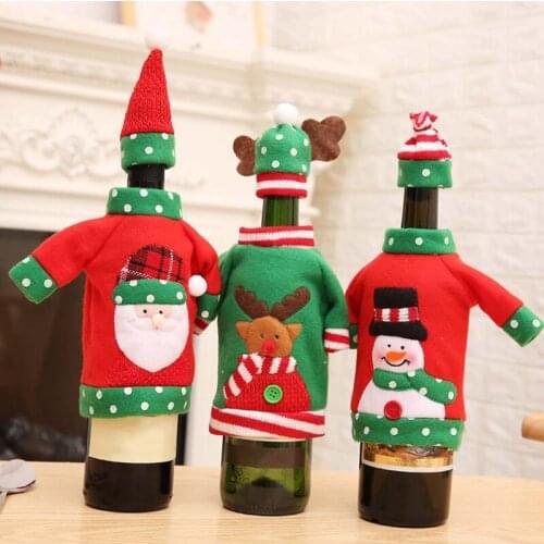 Christmas Wine Bottle Cover Snowman/Santa Claus/Elk Cartoon Wine Bottle Cover for Christmas Party Home Hotel Dinner Table Decor