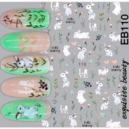 3d nail art stickers EB-110 rabbits decal template diy nail tool decorations