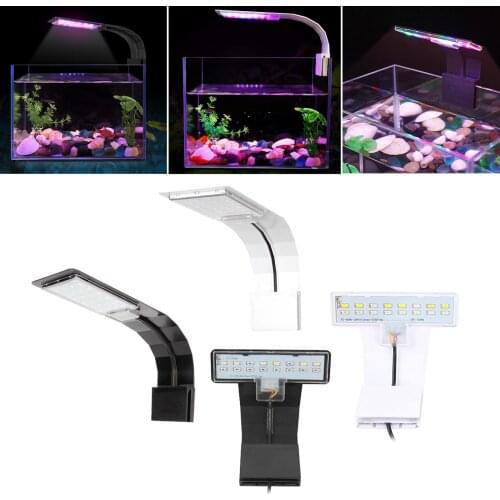 LED Aquarium Light Full Spectrums Fishing Tank Lamp Clip on EU Plug White Black A B