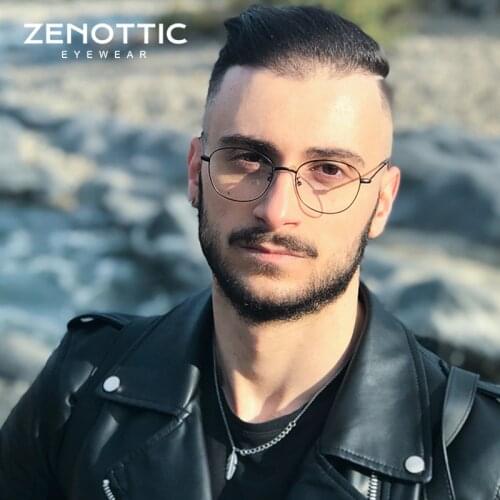 ZENOTTIC Titanium Alloy Round Glasses Frames For Men Women Prescription Optical Clear Lens Myopia Women Computer Eyewear Frames