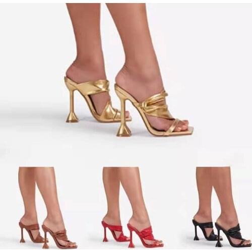 Womens Sandals Summer New Fashion Strap Open Toe High Heels Plus Size European And American Casual Slippers Female Sandals