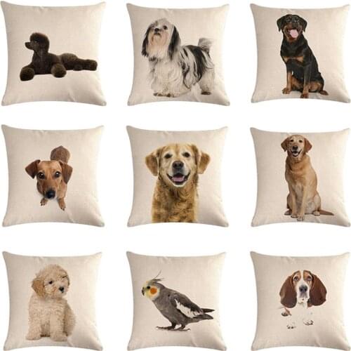 Animal Cat Cushion Cover For Home Sofa Pet Chihuahua Dog 45x45cm Square Cotton Linen Bull Terrier Bull dog Pillow Case