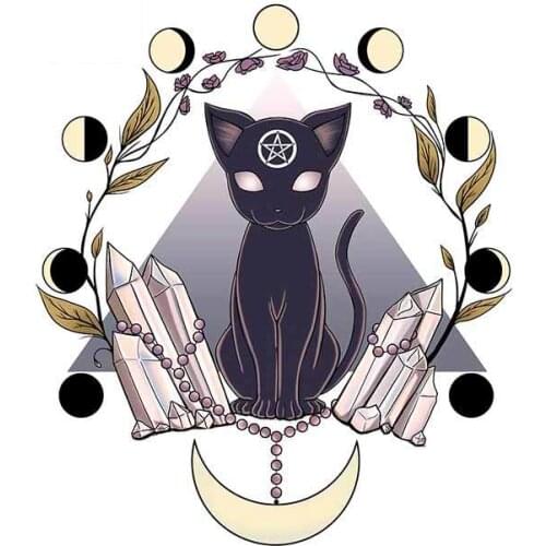 13cm x11.2cm 1 piece for Black Cat Mysterious Pentagram Car Stickers Waterproof Personality Decals Sunscreen Motorcycle