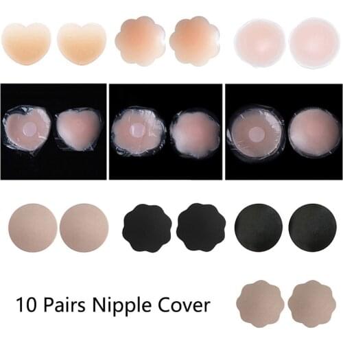 10 Pairs Reusable Invisible Breast Chest Nipple Cover Silicone Bra Pasties Pad Petal Mat Stickers Covers Accessories For Woman