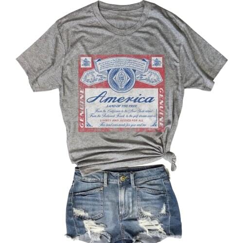 2020 America Beer Inspired Tee Land of The Free Home of The Brave Funny T-Shirts 4th of July Shirt