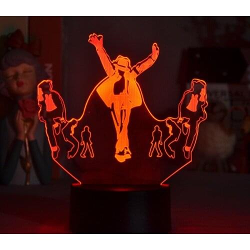 Color Changing 3D Led Night Light Michael Jackson Live Dancing Stage Lighting Atmosphere Lamp Home Bedroom Decoration Fans Gift