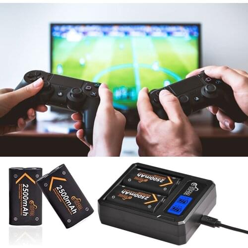 4pc Replacement Battery Pack for Xbox One/ Xbox One S/ Xbox One X/ Xbox One Elite Wireless Controller Gamepads & LCD USB Charger