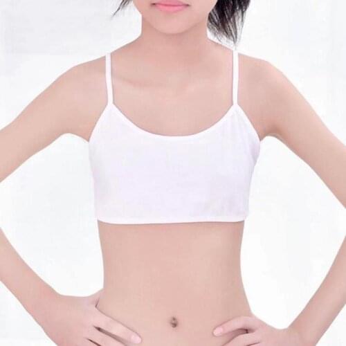 5pc/lot Young Girls Training Bra Thin Strap Sports Underwear for Teenage Puberty Cotton Child Bra 8-14Years