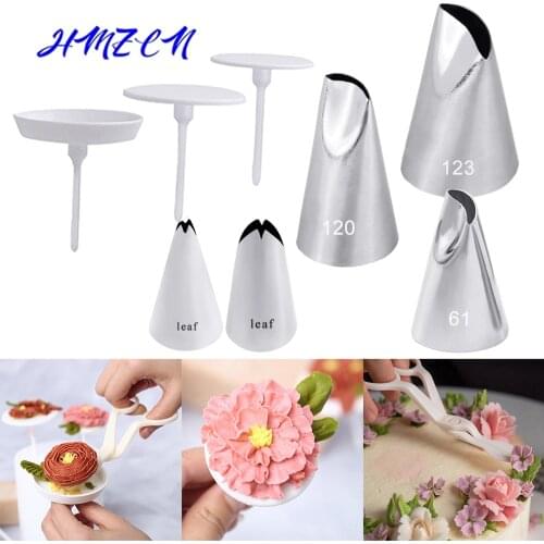 8PCS Confectionery Cake Pastry Cake Tray +5pcs Tulips Rose Nozzle Nail Decor Lifter Fondant Cream Transfer Baking Pastry Kitchen