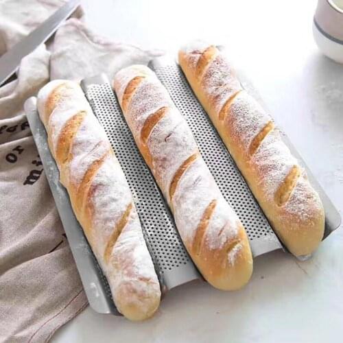 Non Stick Perforated Baguette French Bread Pan Wave Loaf Bake Mold Subway Tray