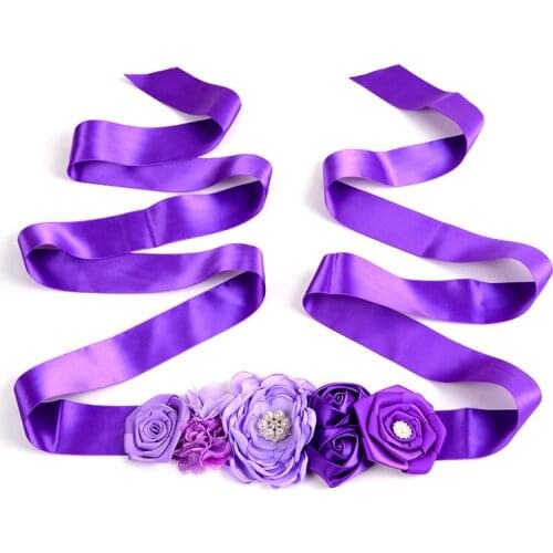 Bride Wedding Dress Satin Belt Handmade Flower Girl Dresses Ribbon Waistband Women Girls Kids Costume Fashion Accessories Sashes