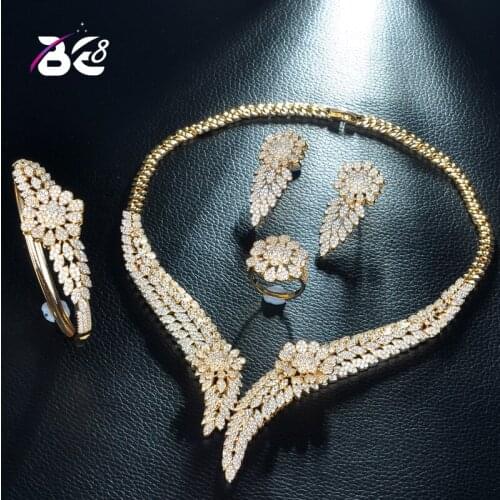 Be 8 New Luxury Design CZ Dubai Wedding Bridal Jewelry Sets for Wedding Accessories Jewelry Necklace Bangle Set Bijoux FemmeS245
