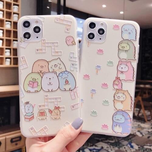 Japan Cartoon Sumikko Gurashi Emboss Relief Soft TPU Phone Case For iPhone 11 11pro X XR XS Max 6 6S 7 8 Plus 5 5S SE 2020 Cover