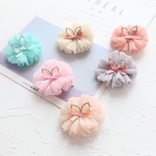 6color Childrens rhinestones ear flower hair clips female baby safe side clip 2019 baby hair accessories autumn and winter