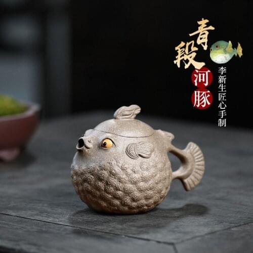 Two 】 recommended yixing teapot xin-sheng li all hand green small fugu muster 150 cc