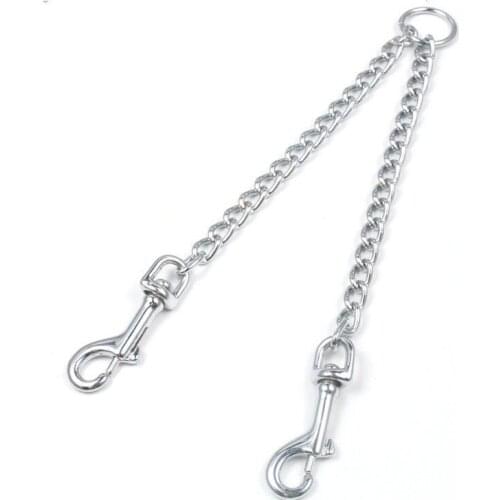 50/60/70cm Zero Tangle Double Dog Leash Coupler For Two Dogs Pet Dog Coupler Leash Metal Iron Chain Chrome-plated