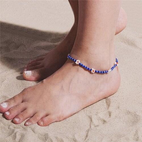Go2Boho Fashion Boho Safflower MGBDB Black And White Rice Bead Anklet Feet Girl Ankle Body Jewelry Anklets For Women 2020