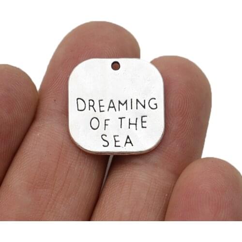 JAKONGO Antique Silver Plated Dreaming of the Sea Charm Pendants for Jewelry Making Bracelet DIY Accessories 22mm 10pcs