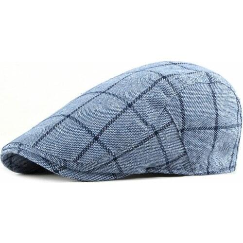Fibonacci Spring Summer Newsboy Cap British Plaid Mens Beret Simple Retro Ivy Cap Women Forward Cap Trendy Cabbie Flatcap Hats