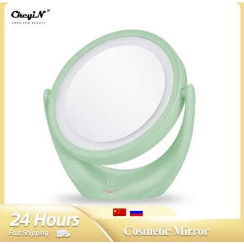 Compact Touch Screen Led Light Cosmetic Mirror Dual-side 1X and 5X Magnifying Glass 360 Rotary USB rechargeable Makeup Mirror