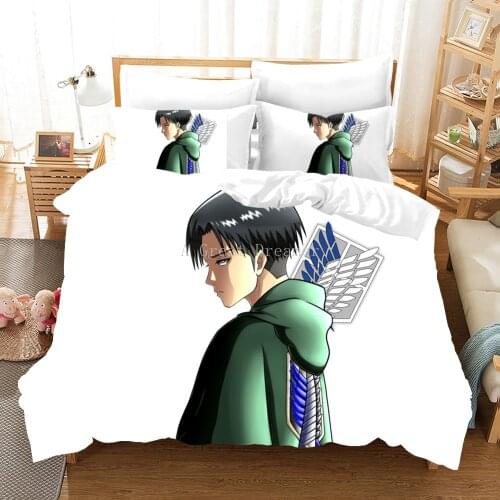 Anime Attack On Titan Duvet Cover Set Wings Of Liberty Quilt Cover Print Bed Linen Set 2/3 Pcs Anime Bedding Sets For Teen