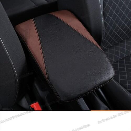 Lsrtw2017 Leather Car Central Control Armrest Cover for Skoda Karoq Interior Mouldings Accessories 2016 2017 2018 2019 2020
