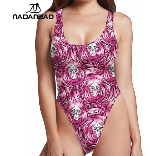 NADANBAO Cosplay Skull Swimsuits Sexy Sleeveless Female Beathwear Bathing Suit 2021 Summer Women Push Up Swimming Swimwear