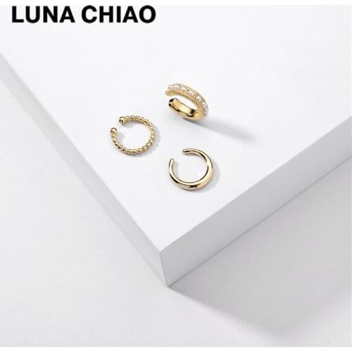LUNA CHIAO 3 Pieces/Set Stackable Mini Cuff Earrings for Women