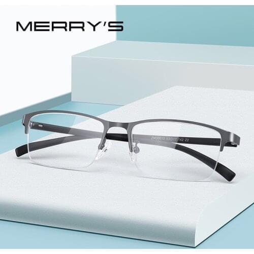 MERRYS DESIGN Men Titanium Alloy Glasses Frame TR90 Legs Business Myopia Prescription Eyeglasses Half Optical Frame S2213