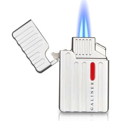 GALINER Metal Cigar Lighter Windproof 2 Jet Torch Lighter Unique Butane Lighter Cigar Tools W/ Cigar Punch Cutter