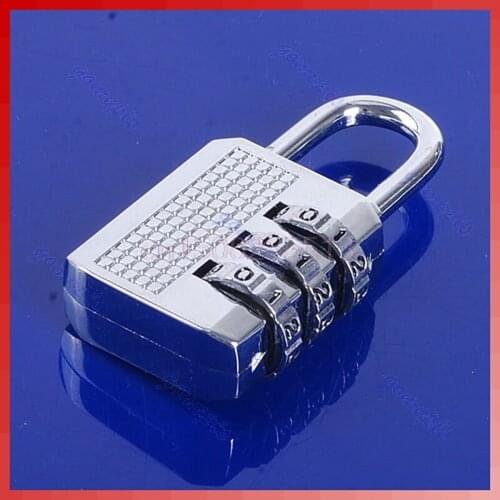 Suitcase Lock Mini 3 Digit Resettable Combination Luggage Suitcase Lock Padlock Silver 17D