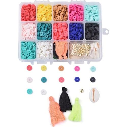 Multi-Specification Polymer Clay Beads Tassel Round Spacer Beads for Diy Handmade Jewelry Bracelet Accessories Boxed