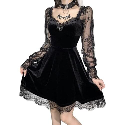 Fashion Goth Vintage Floral Dress Corset Harajuku Lace Dresses Summer 2021 Fairy Grunge Y2k Clothes
