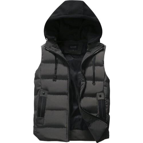 Men Vest Winter Warm Casual Male Sleeveless Sport Coat Thermal Hoodie Waistcoat Factory Quilted Coats