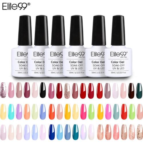 Elite99 6Pcs/Set 10ML Luminous Rose Gold Gel Nail Polish Kit Soak Off UV LED Macaron Nail Set Blue Lavender Enamel Manicure Sets