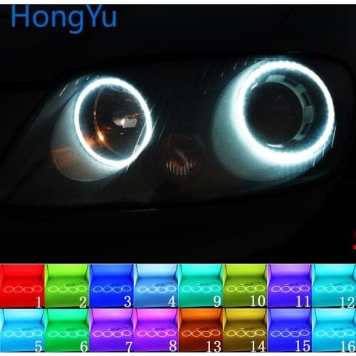 Latest Headlight Multi-color RGB LED Angel Eyes Halo Ring Eye DRL RF Remote Control for Volkswagen Touran 2004-2007 Accessories