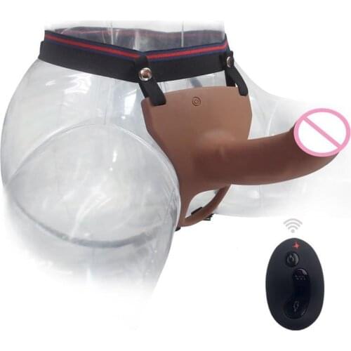 New 10 Speeds Strapon Big Dildo Hollow Realistic Silicone Dildo Wireless Remote Control Strap On Dildo ,Sex Toys For Woman Men