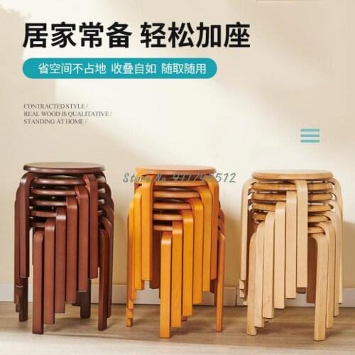 Dining chair household solid wood dining stool Nordic round stool makeup chair simple modern dining table chair simple wooden