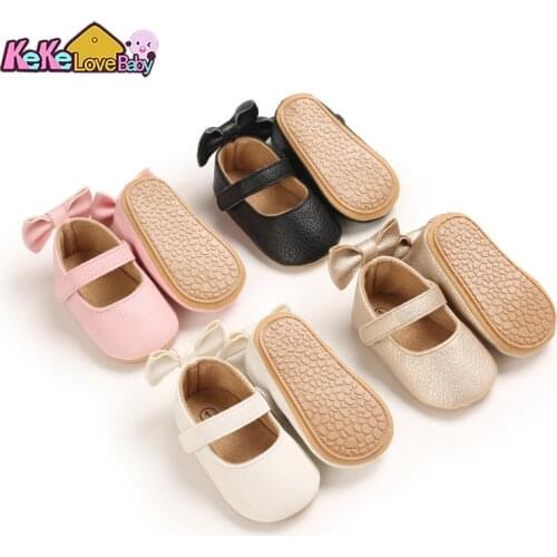 Toddler Baby Girls Shoes Fashion Infant Cute Bow Leather Flats Sneakers Casual Soft Soled Sneakers For Newborn 0 6 12 18 Months