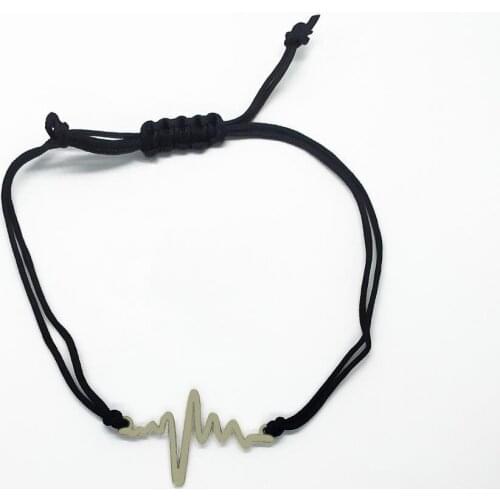 Heartbeat Rhythm Can Be Adjusted Black Drawstring Bracelet