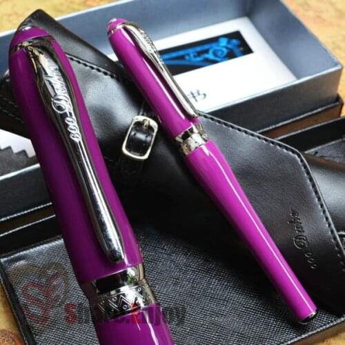 FOUNTAIN PEN HOODED FINE NIB DUKE LADY SERIES PURPLE AND SILVER ORIGINAL BOX