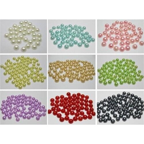 1000 Mixed Colour Half Pearl Bead 6mm Flat Back Round Gems Scrapbook Craft